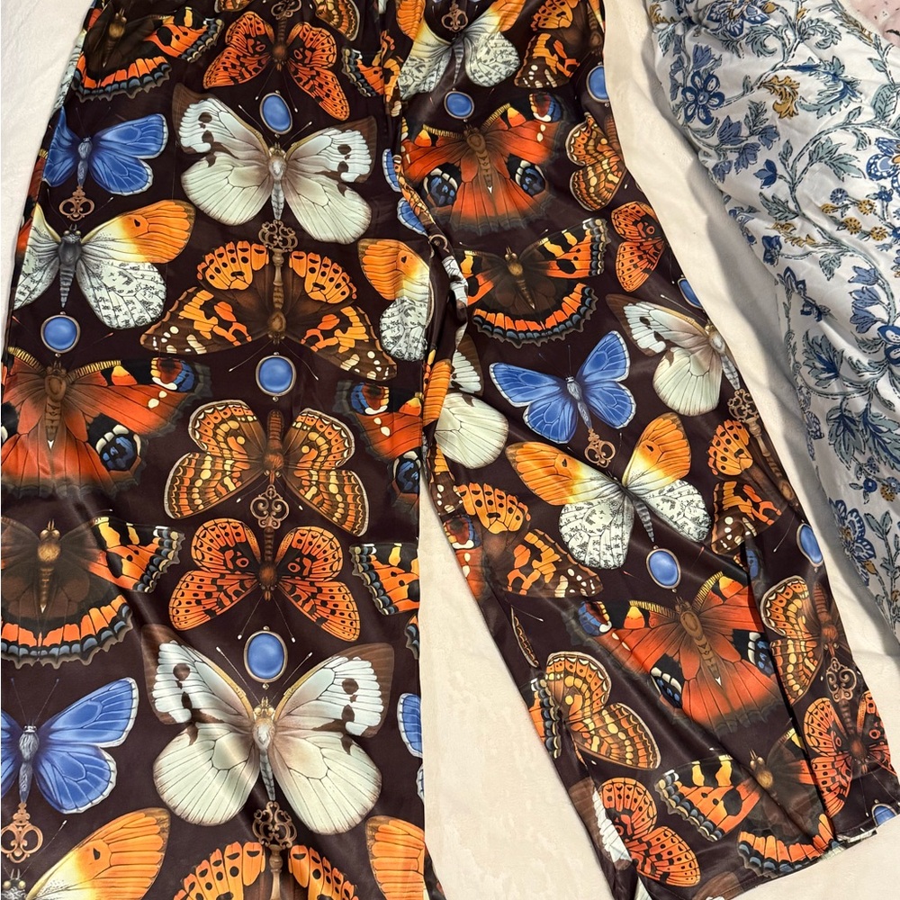 Colorful Butterfly Print Pants